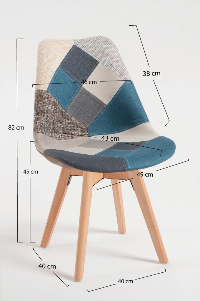 Set 4 Synk Patchwork Stoelen