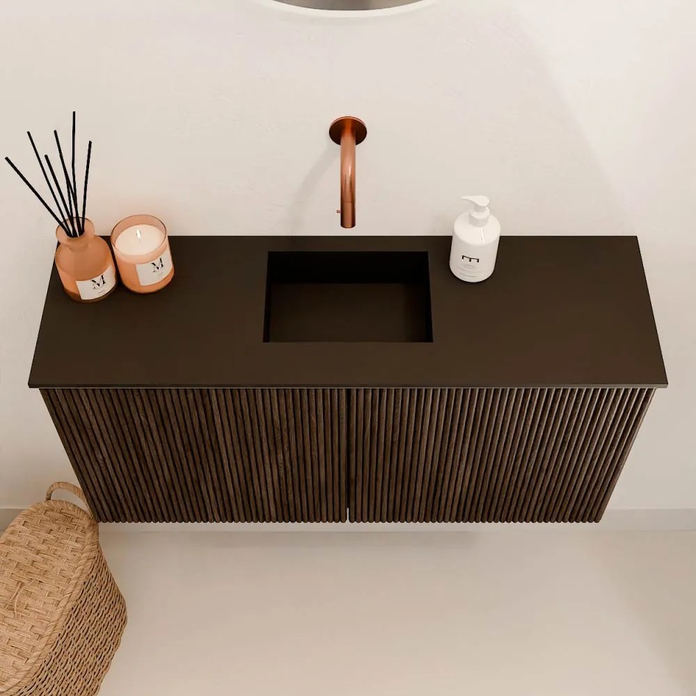 Mondiaz Joya 80cm toiletmeubel walnut met wastafel faye midden zonder kraangat urban