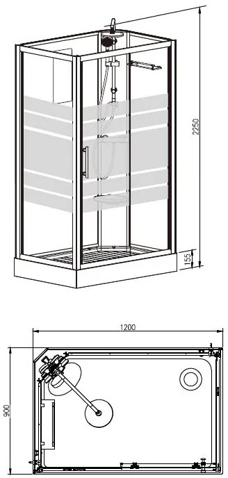 Mueller Aliki complete douchecabine 120x90x218cm kitvrij links