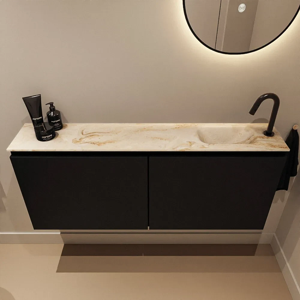 Mondiaz Ture DLux toiletmeubel 120cm urban met wastafel frappe rechts met kraangat