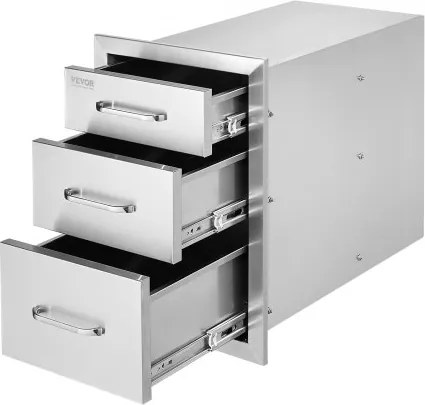 VEVOR Buitenkeukenladen, vlak gemonteerde roestvrijstalen grillladen met drievoudige toegang en handgreep, grilleilandladen voor buitenkeukens of patiogrillstations 356 x 516 x 588 mm