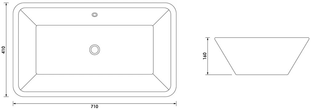 Brauer Dawn waskom keramiek 71x41cm wit glans