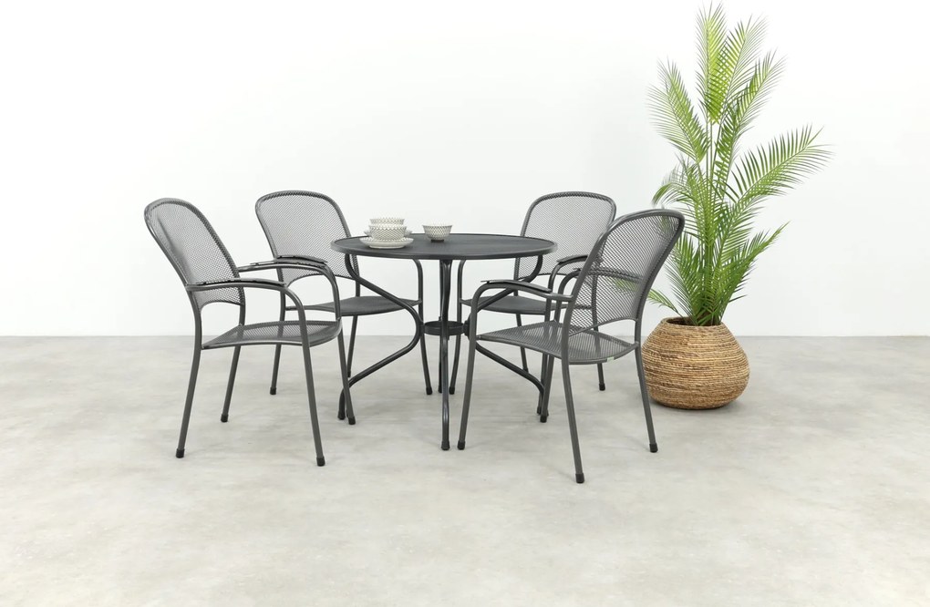 Royal Garden Carlo ronde stapelbare tuinset strekmetaal Ø90 cm.