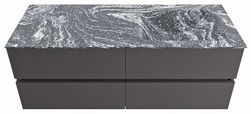 Mondiaz Vica DLux badmeubel 130cm dark grey 4 lades met wastafel lava rechts zonder kraangat