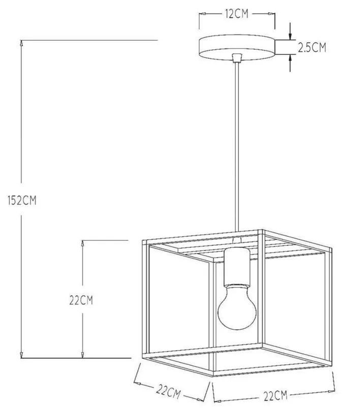 Lucide Ruben hanglamp 22x22cm E27 zwart mat