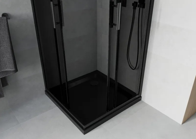 Mexen Rio vierkante douchecabine 80 x 80 cm, grafiet, zwart + Flat douchebak, zwart - 860-080-080-70-40-4070B