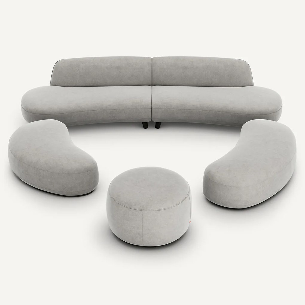 Voetenbank van stonewashed fluweel, Rosebury, ontwerp E. Gallina