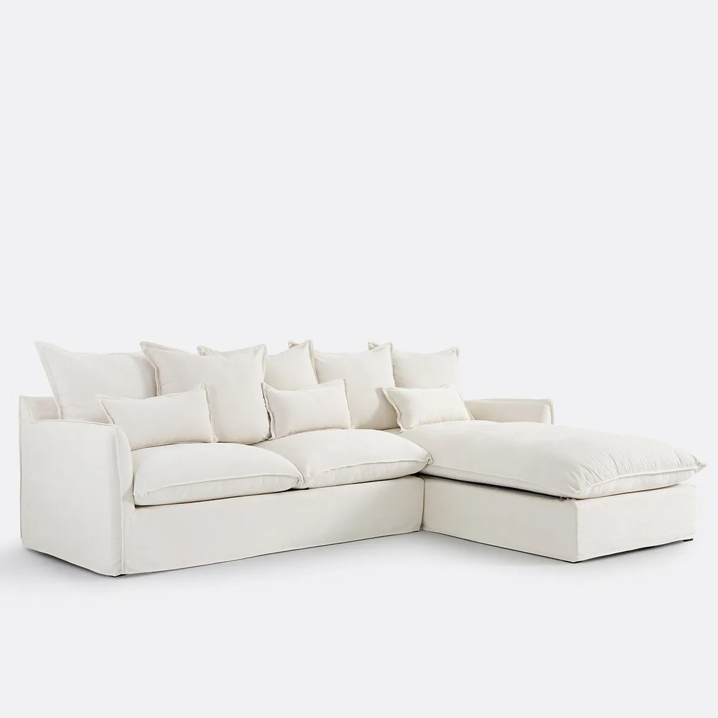 Hoekbank rechts, omvormbaar, met afneembare hoezen, 4-zits, in gemêleerd polyester, ODNA
