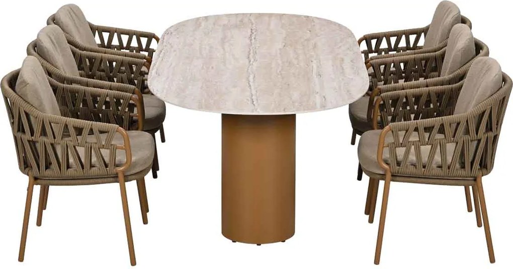 4 Seasons Biarritz tuinset 7-delig amber - Colorado tuintafel 240x105 cm ovaal