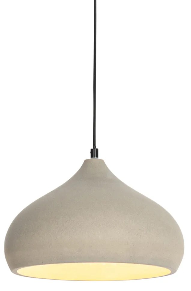 Moderne hanglamp zwart met betonnen kap - Nick
