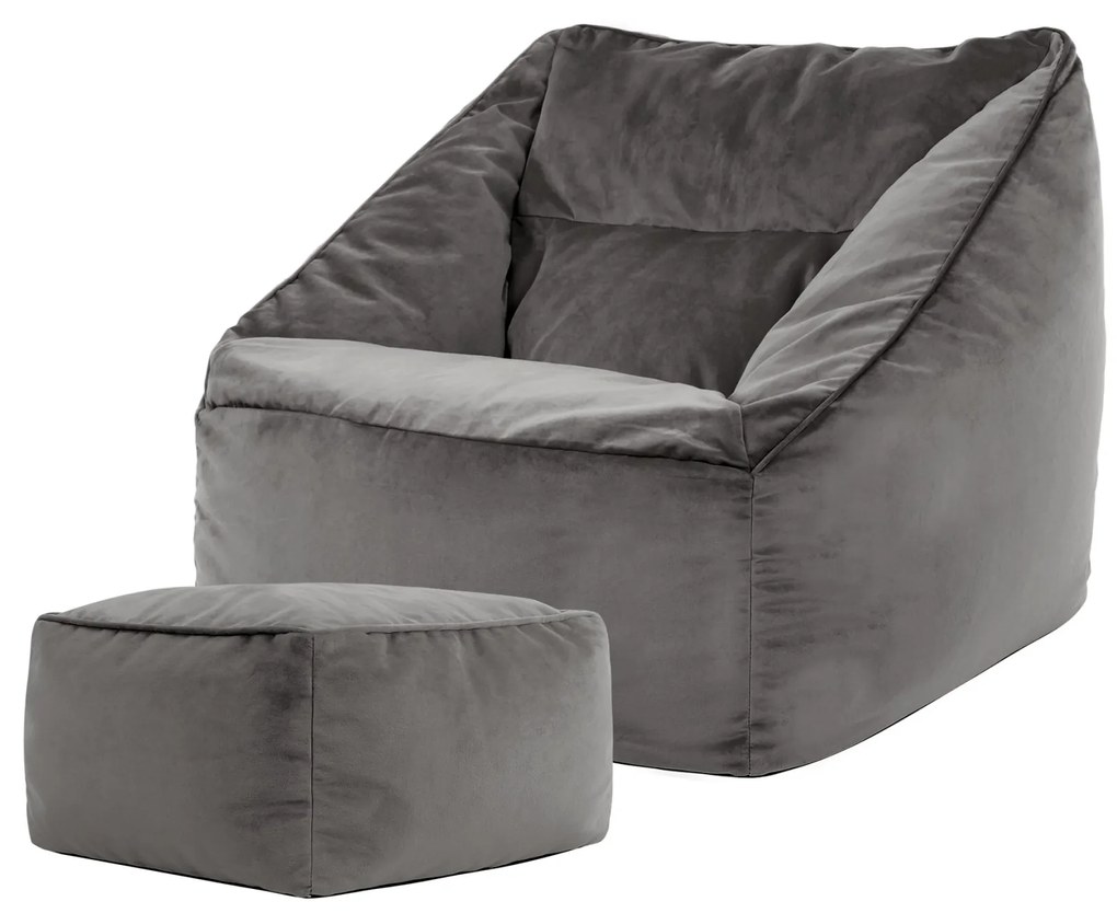 Natalia Velvet Armchair Bean Bag + Footstool
