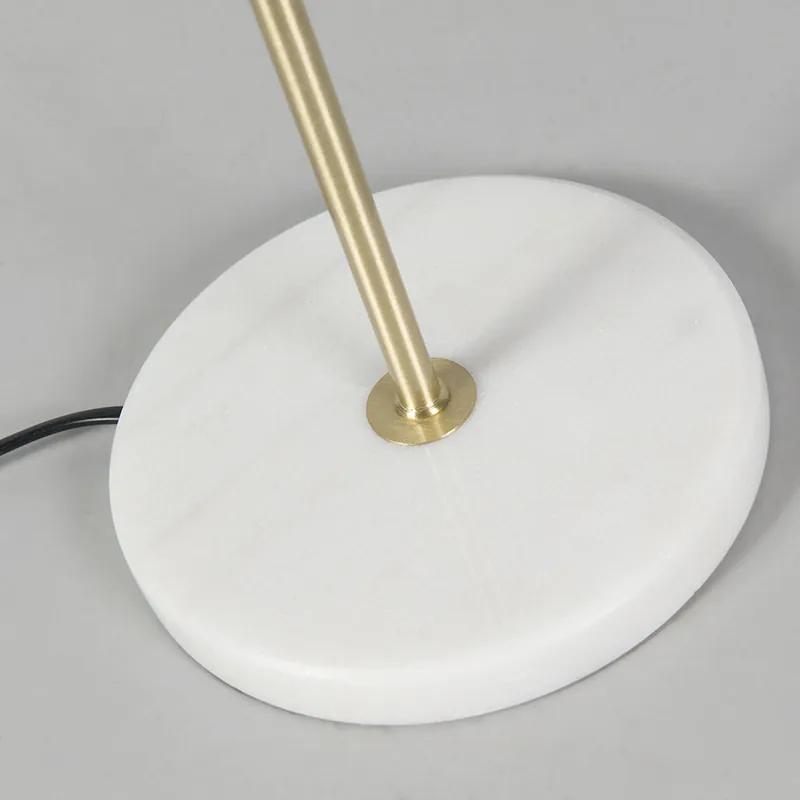 Tafellamp messing met witte kap 20 cm - Kaso Modern E27 rond Binnenverlichting Steen / Beton Lamp