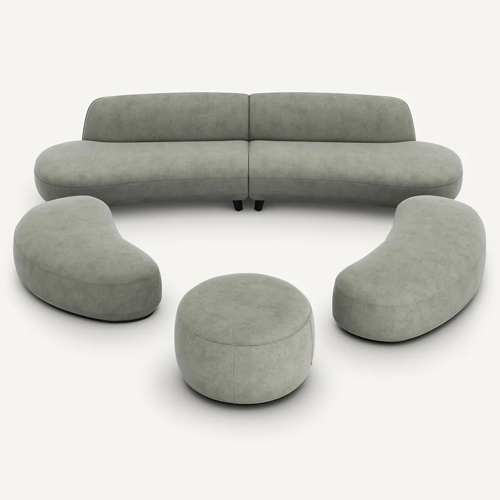 Voetenbank van stonewashed fluweel, Rosebury, ontwerp E. Gallina