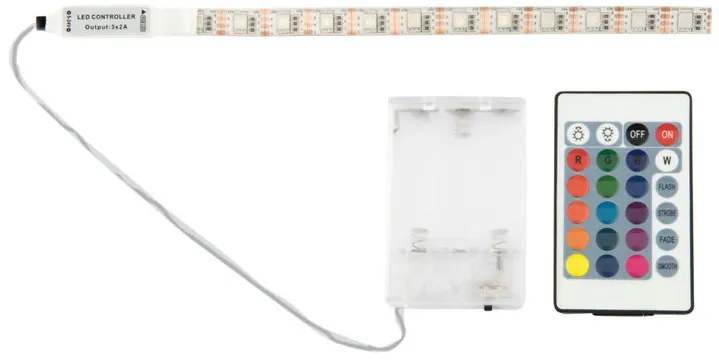 RGB LED Strip Waterdicht Op 3xAA Batterijen, Onderbouw