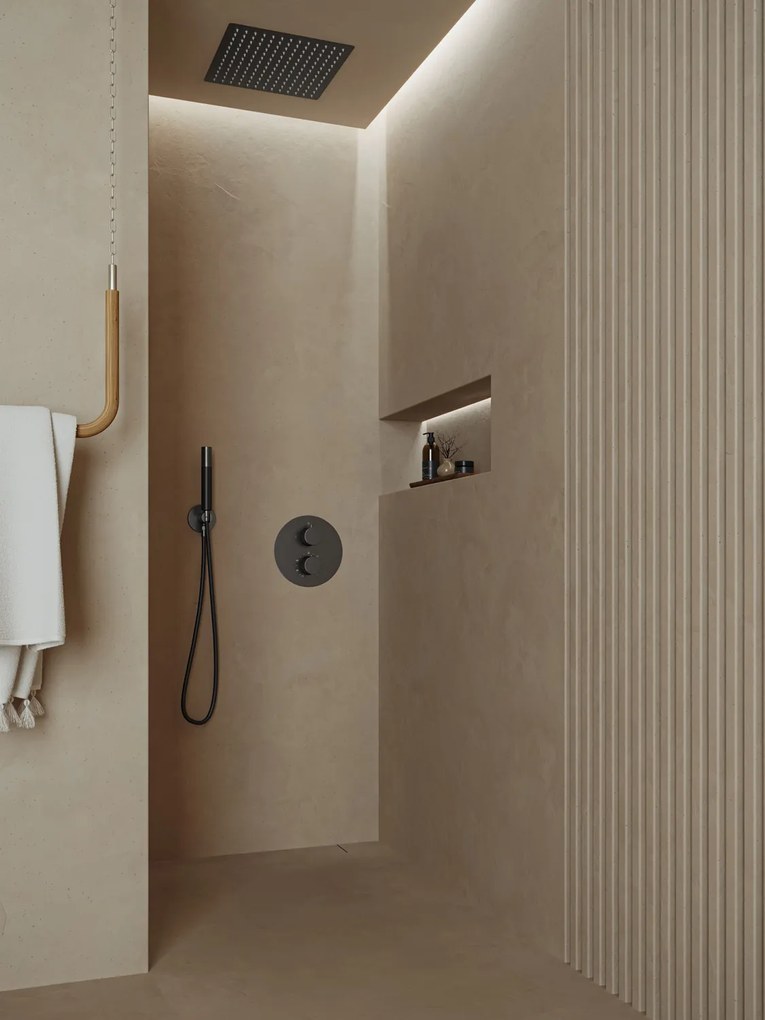 Saniclear Cube Pro inbouw regendouche rond met inbouw douchekop 30x30cm en staafhanddouche verouderd ijzer - gunmetal