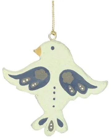 Kersthanger vogel, katoen-maché, 7,5 cm