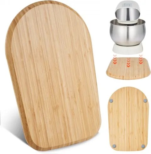 VEVOR-bord, ovaal, 368 x 239 x 23 mm, basis compatibel met standmixer, bamboebord met PTFE-voetjes, voorkomt stoomschade aan de behuizing, schuiflade ideaal voor keukenmachines