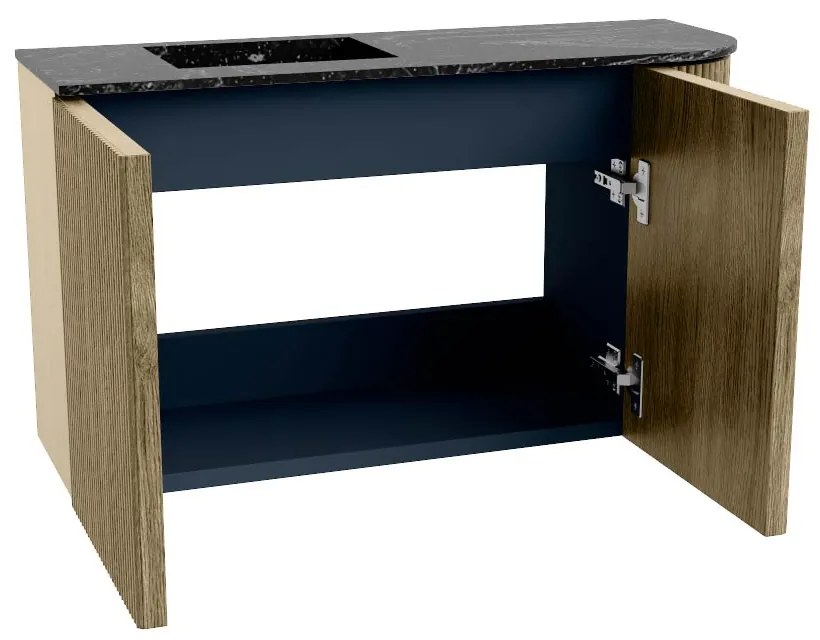 Mondiaz Joya DLux 70cm toiletmeubel ronding rechts dusk met wastafel faye links zonder kraangat lava