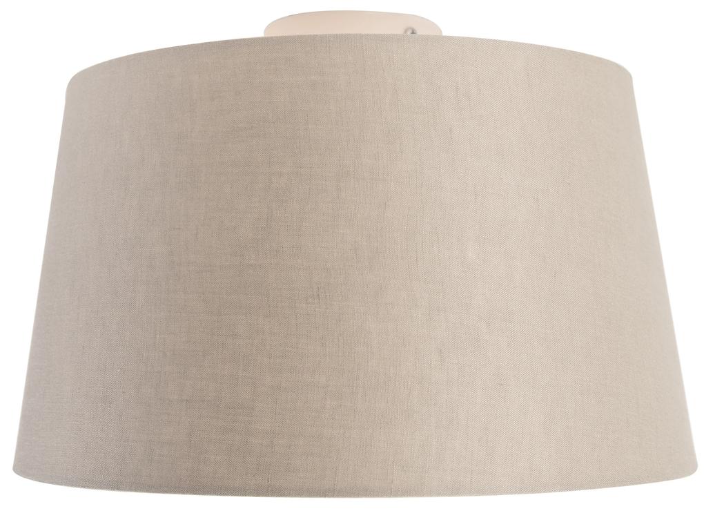 Stoffen Moderne plafondlamp met taupe kap 35 cm - Combi Landelijk / Rustiek E27 rond Binnenverlichting Lamp