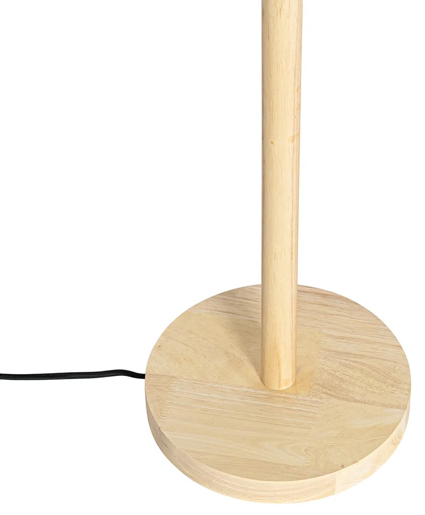 Landelijke vloerlamp hout met boucle kap wit - Mels Landelijk E27 rond Binnenverlichting Lamp