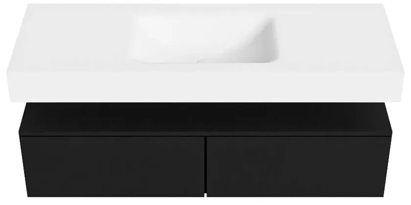 Zaro Alan badmeubel 130cm urban 2 lades met vrijhangende wastafel cloud midden zonder kraangat talc