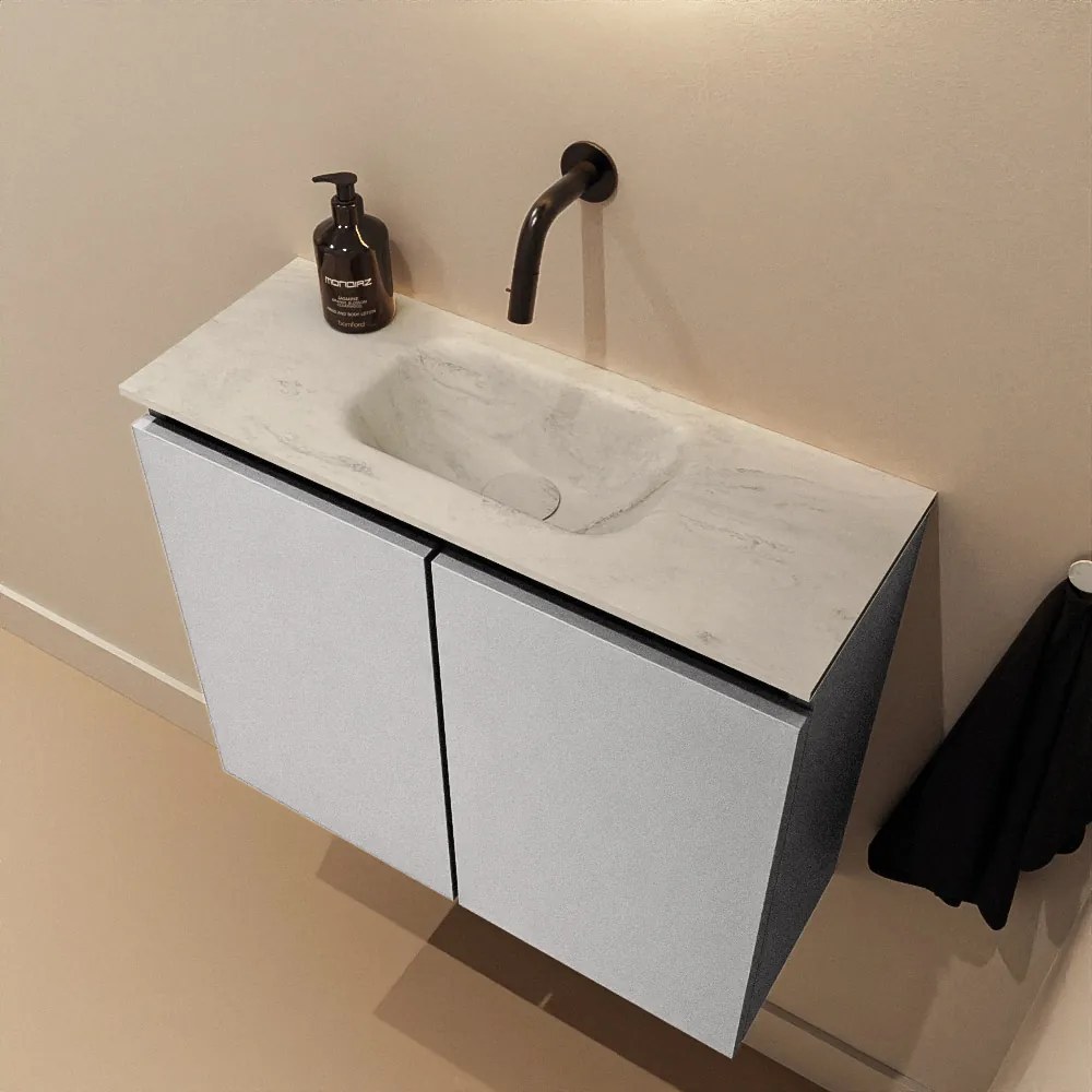 Mondiaz Ture DLux toiletmeubel 60cm plata met wastafel opalo midden zonder kraangat