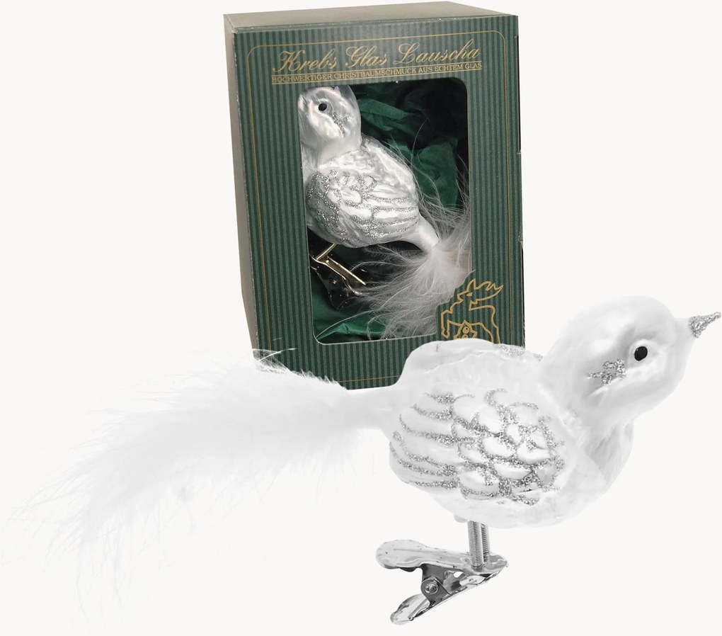 Handbeschilderde kerstornament Sparrow Ice White