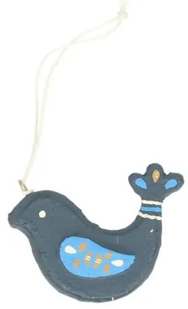 Kersthanger blauwe duif, katoen maché, 6 cm