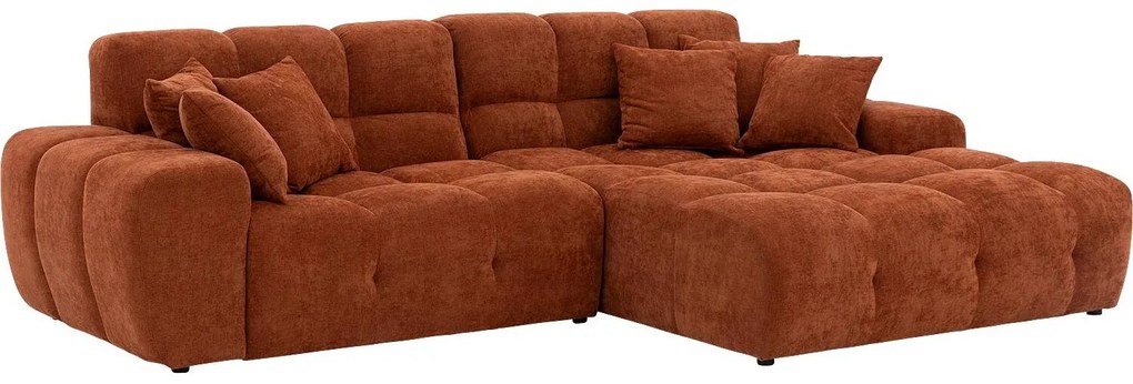 Goossens Excellent Bank Kubus - 40 X 40 Cm Stiksel rood, stof, 1,5-zits, modern design met chaise longue links