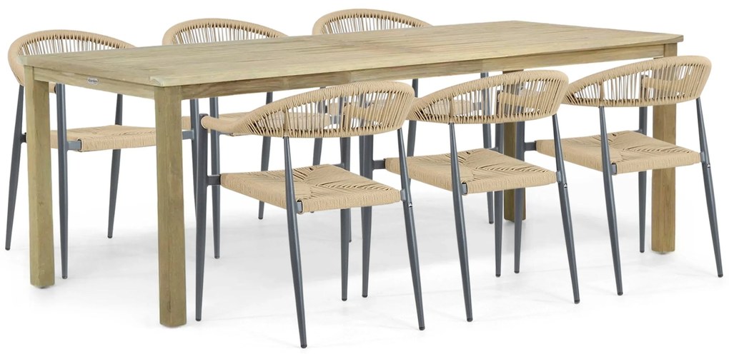 Tuinset 6 personen 210 cm Aluminium/Rope Taupe De Laan Projects