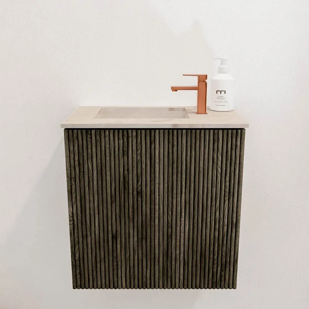 Mondiaz Joya DLux 40cm toiletmeubel shadow met wastafel faye links 1 kraangat frappe