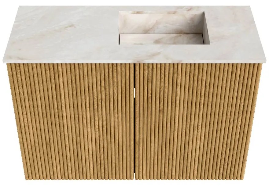 Mondiaz Joya DLux 60cm toiletmeubel oak met wastafel faye rechts 1 kraangat frappe