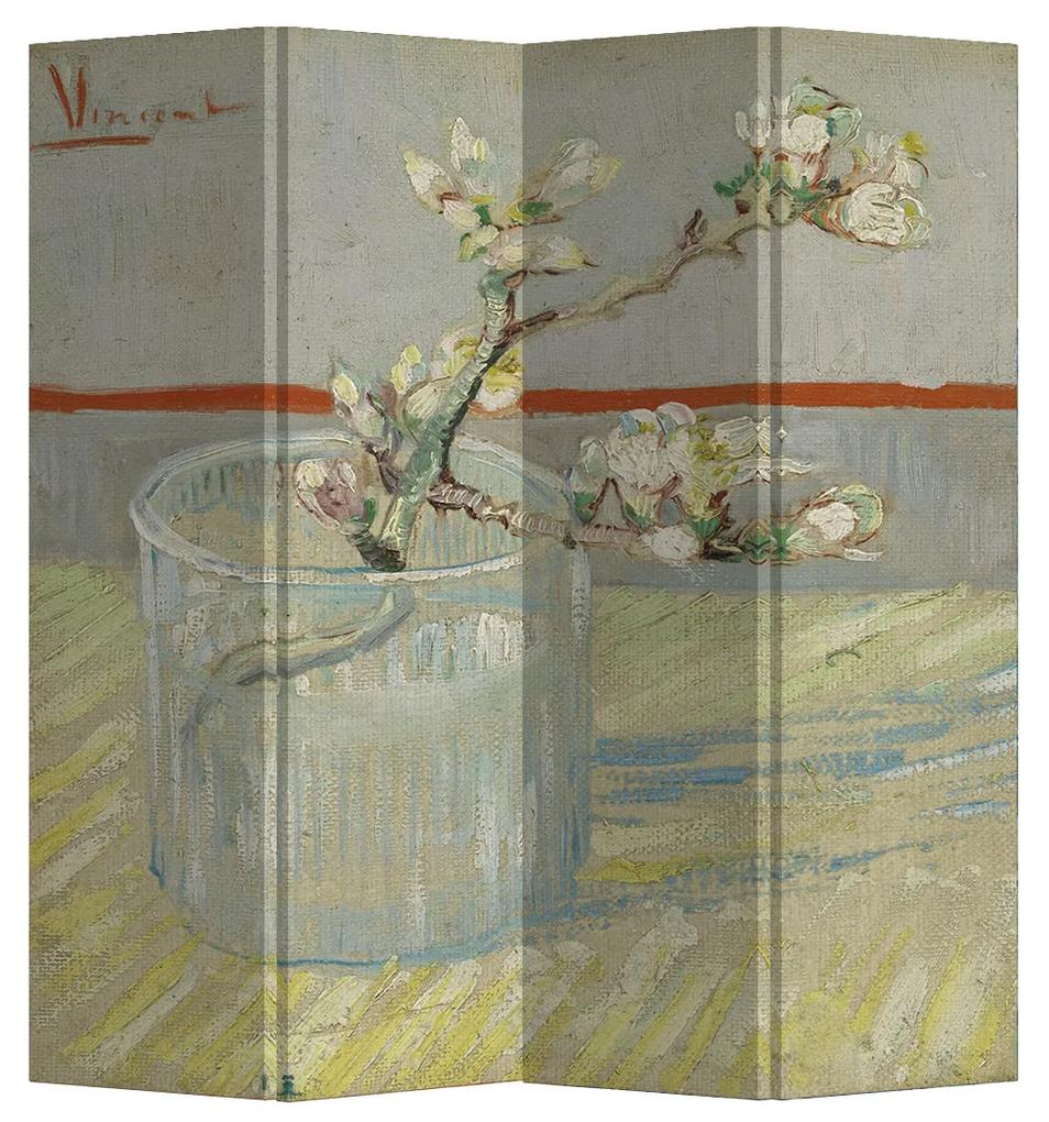 Fine Asianliving Kamerscherm Scheidingswand B160xH180cm 4 Panelen Bloeiende Amandeltak in een Glas 1888 van Gogh