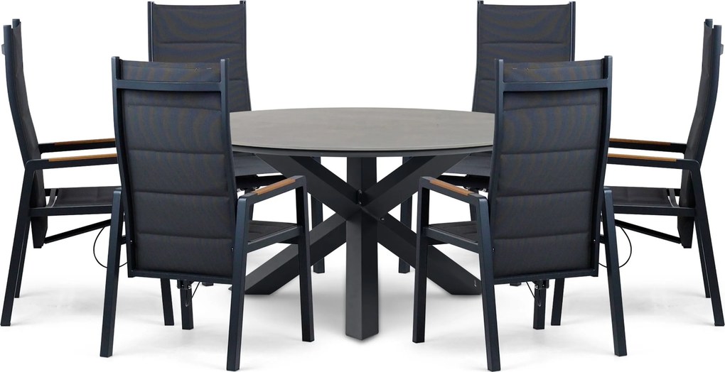 Tuinset Ronde Tuintafel 6 personen 150 cm Aluminium Grijs Lifestyle Garden Furniture Essence/Xento