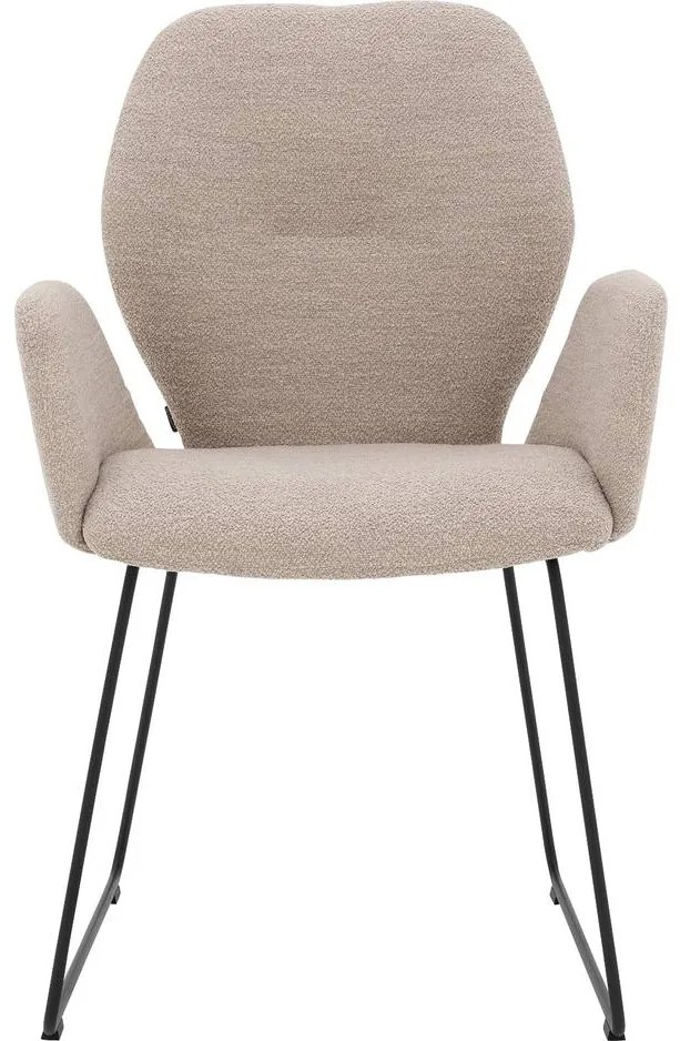 Goossens Eetkamerstoel Hera beige stof met armleuning, modern design