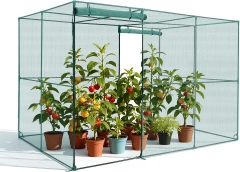 VEVOR plantenbeschermingstent, 2900x1940x1940 mm, plantenbeschermingsnet, deur met ritssluiting, winddicht, plantenkooi/kas voor verhoogde plantenbedden, buiten, tuin, terras en gazon.