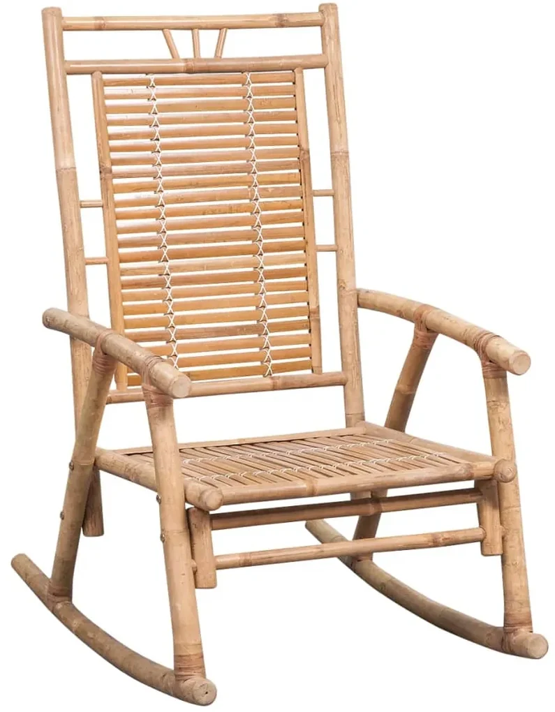vidaXL Schommelstoel met kussen bamboe