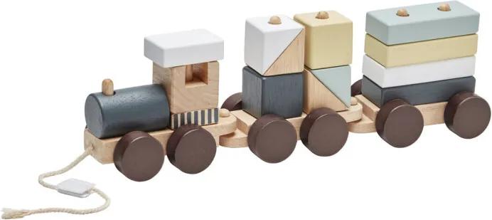Trein met blokken natural - Houten speelgoed