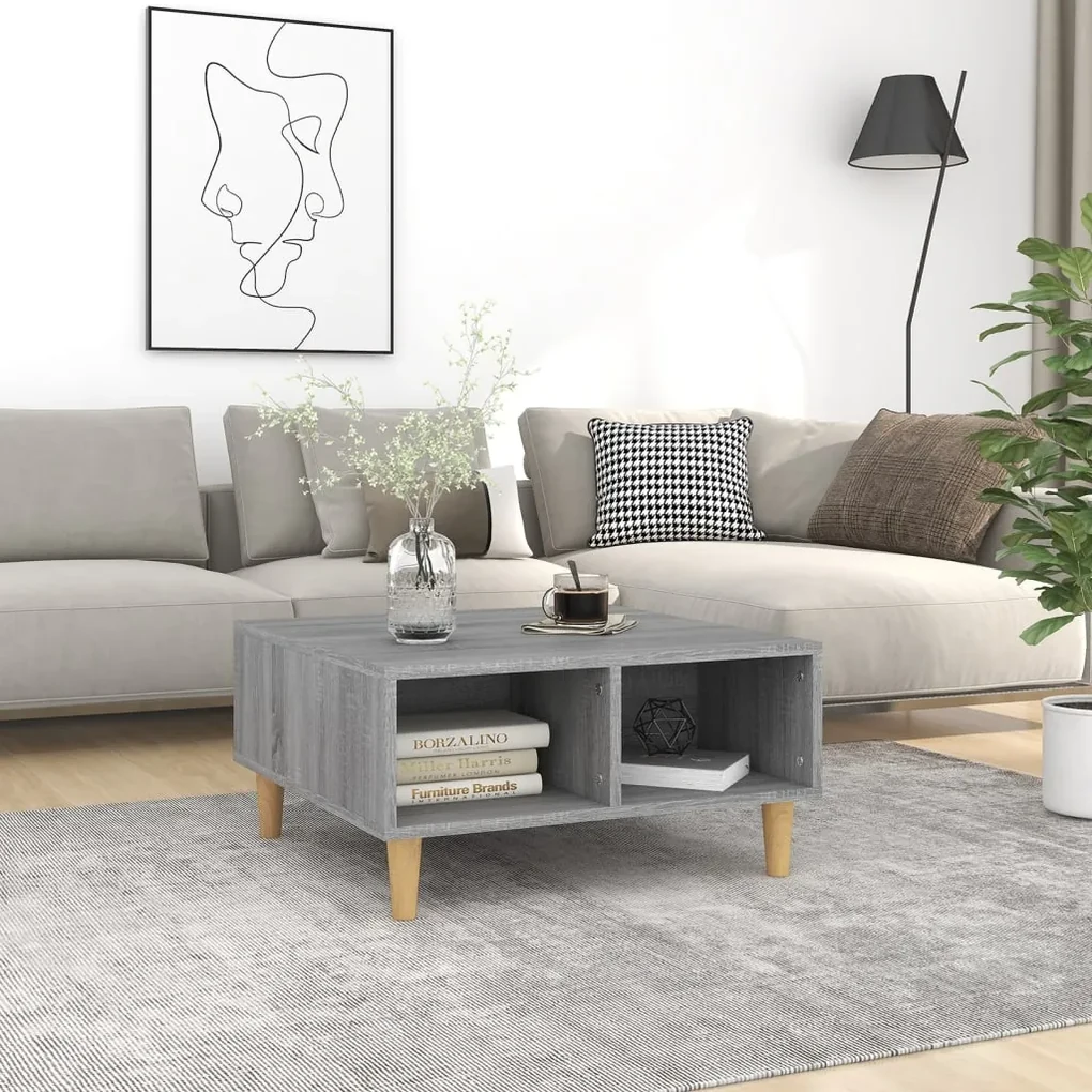 vidaXL Salontafel 60x60x30 cm spaanplaat grijs sonoma eikenkleurig