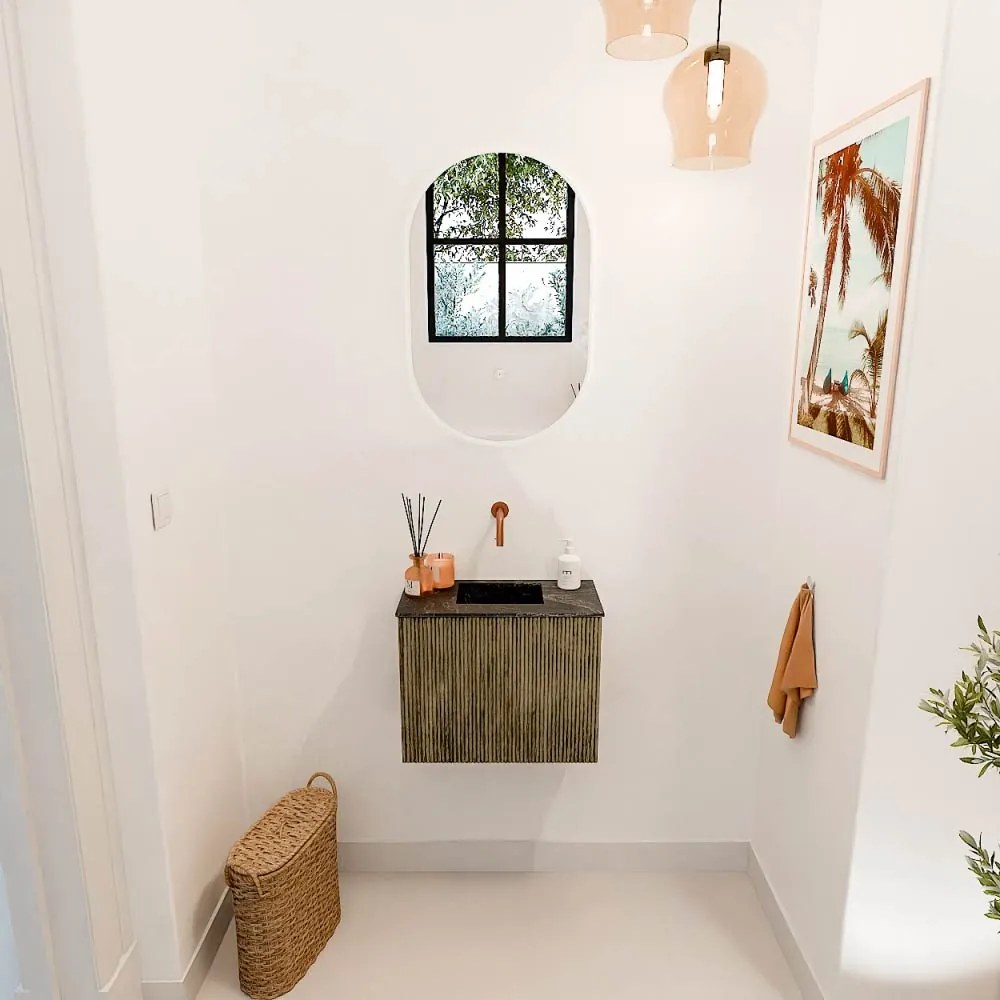 Mondiaz Joya DLux 50cm toiletmeubel dusk met wastafel faye midden zonder kraangat lava