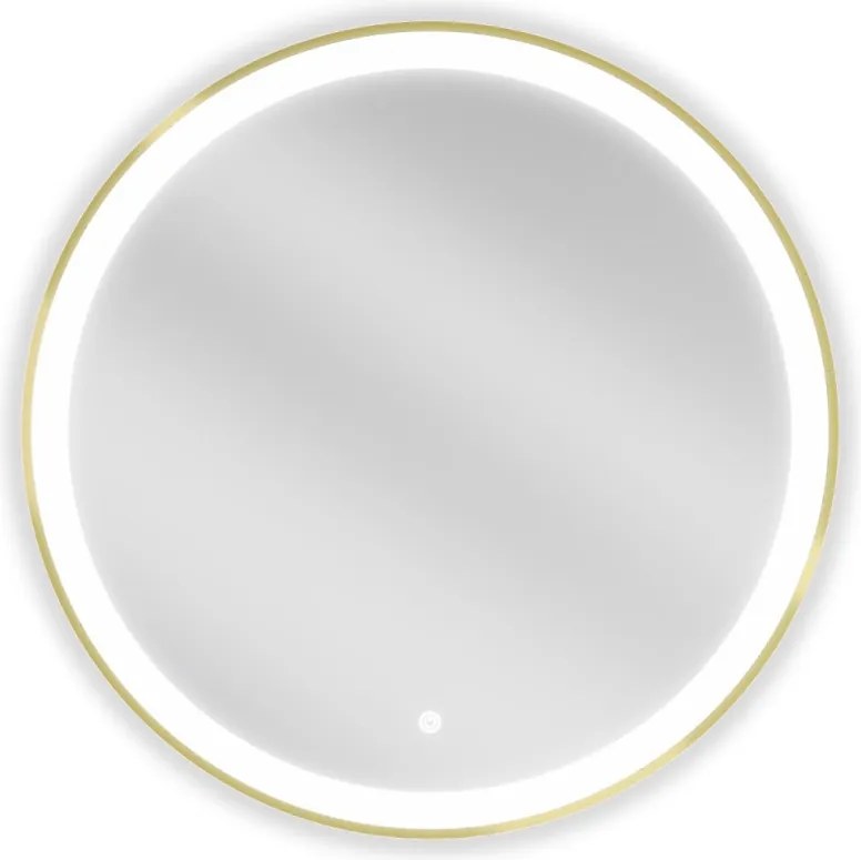 Mexen Esso verlicht badkamer spiegel, rond 70 cm, LED 6000K, antivries, gouden frame - 9825-070-070-611-50