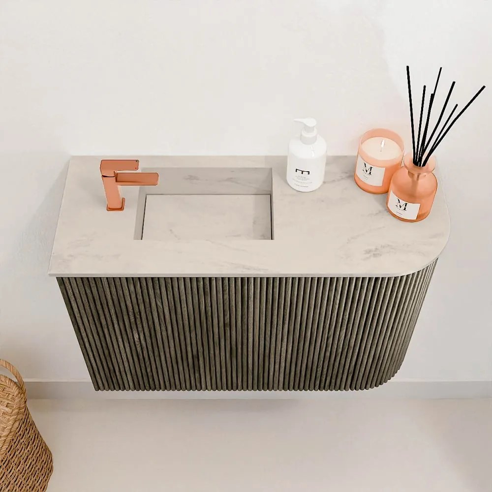 Mondiaz Joya DLux 60cm toiletmeubel ronding rechts shadow met wastafel faye links 1 kraangat opalo
