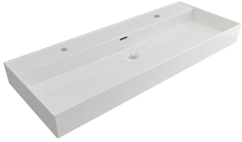 Plieger Kansas wastafel met 2 kraangaten met overloop 120x46.6cm glans wit