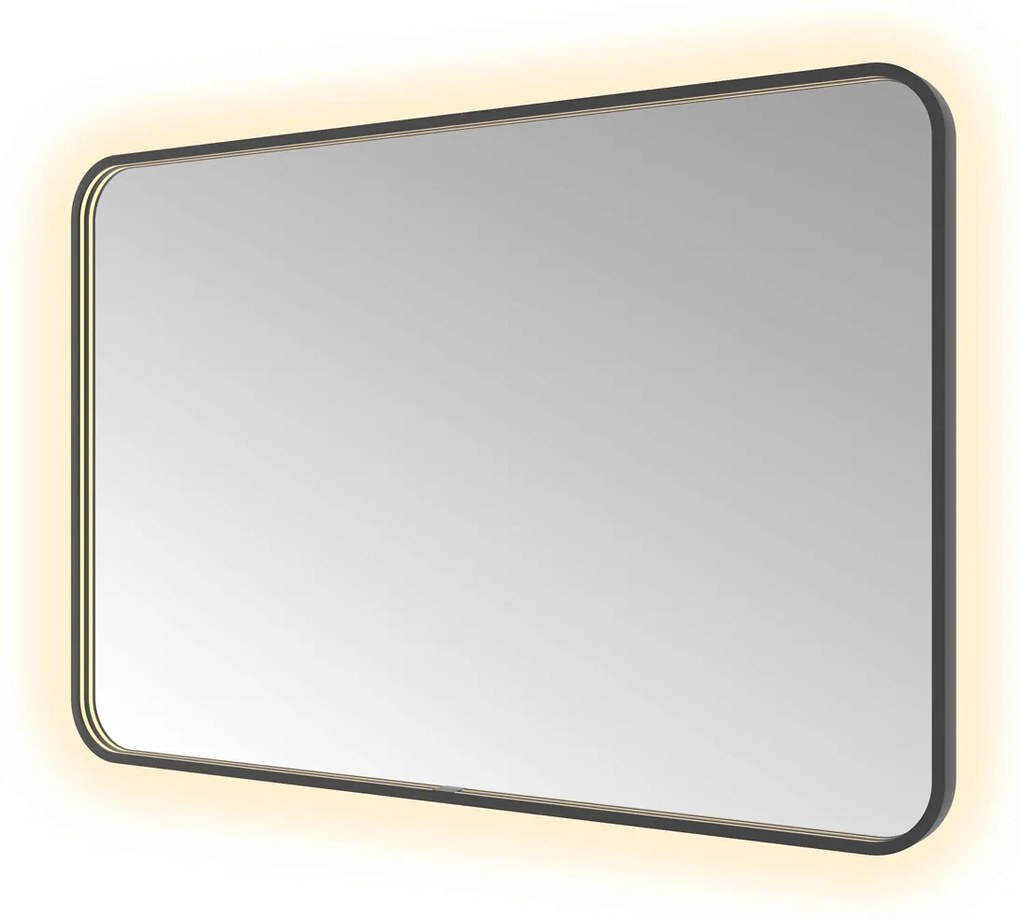 Hotbath &More Soft Square rechthoekige spiegel 120x80cm geborsteld zwart PVD