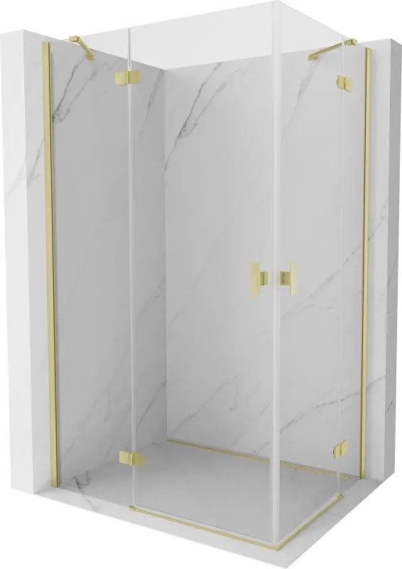 Mexen Mist-H Duo douchecabine, draaideur links 100 x 90 cm, transparant, geborsteld goud - 8A5-100L-090P-55-00