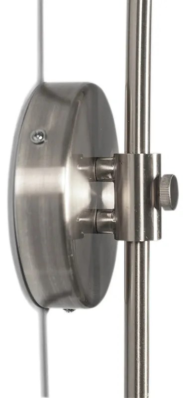 Moderne wandbooglamp staal met witte kap 50 cm verstelbaar - Bow