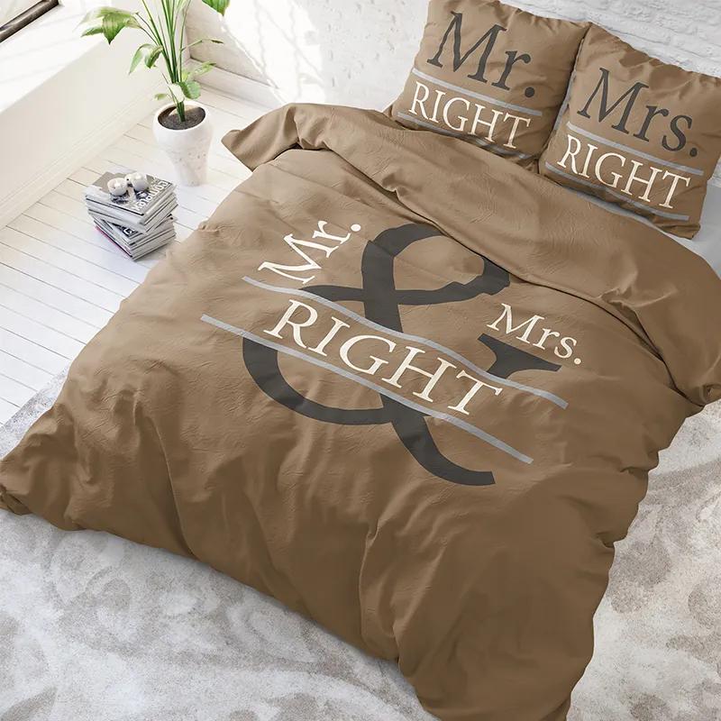 DreamHouse Bedding Mr and Mrs Right - Taupe Lits-jumeaux (240 x 220 cm + 2 kussenslopen) Dekbedovertrek