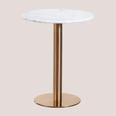 Ronde Bartafel In Marmer Cosmopolitan Wit & Ø60 Cm & Roségoud - Sklum