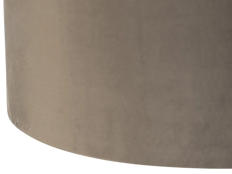 Stoffen Eettafel / Eetkamer Hanglamp zwart met velours kappen taupe met goud 35 cm 2-lichts - Blitz Landelijk / Rustiek, Landelijk E27 cilinder / rond rond Binnenverlichting Lamp