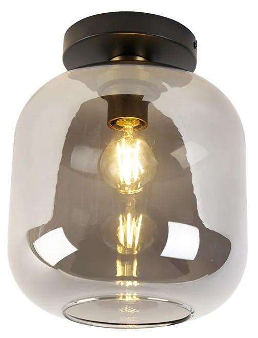 Smart plafondlamp met dimmer zwart met goud en smoke glas incl. Wifi A60 - Zuzanna Design E27 rond Binnenverlichting Lamp